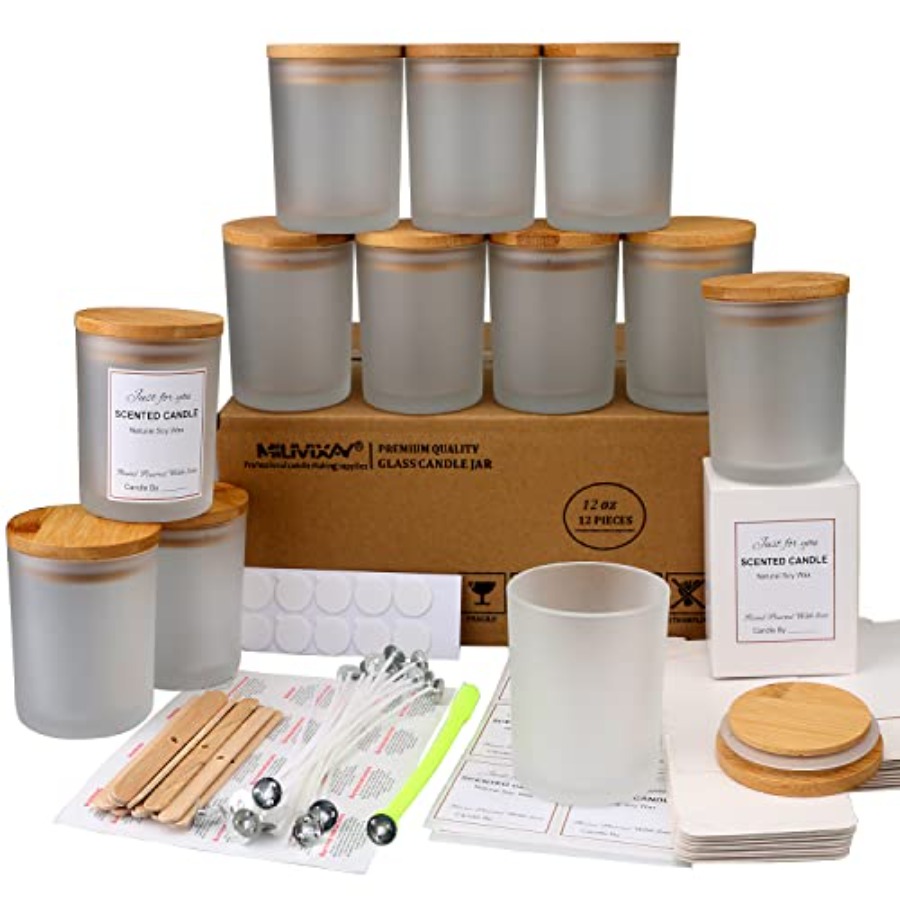 Candle Making Glass Jars - 12 Pack 12 OZ Glass Candle