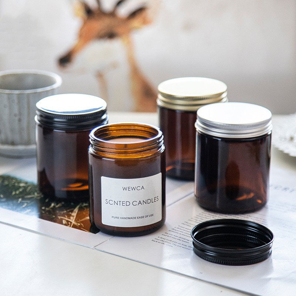 Candle Making Jars With Lids - Empty Candle Jars, 8oz Amber Glass