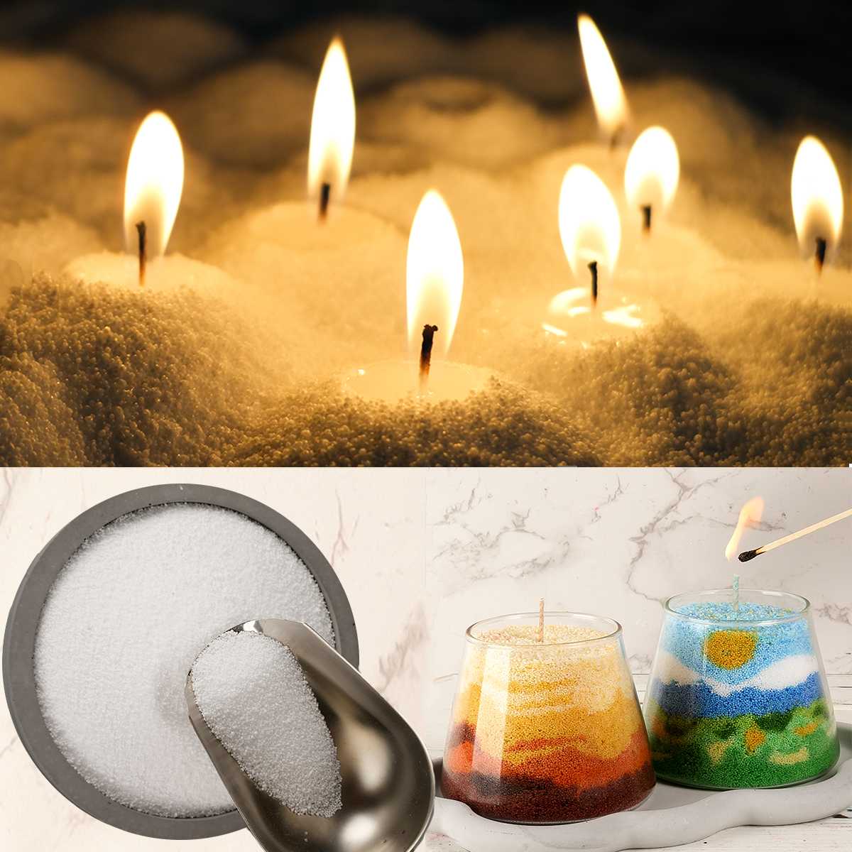 Candle Making Material - 500g/1000g White Sand Wax Ice Flower