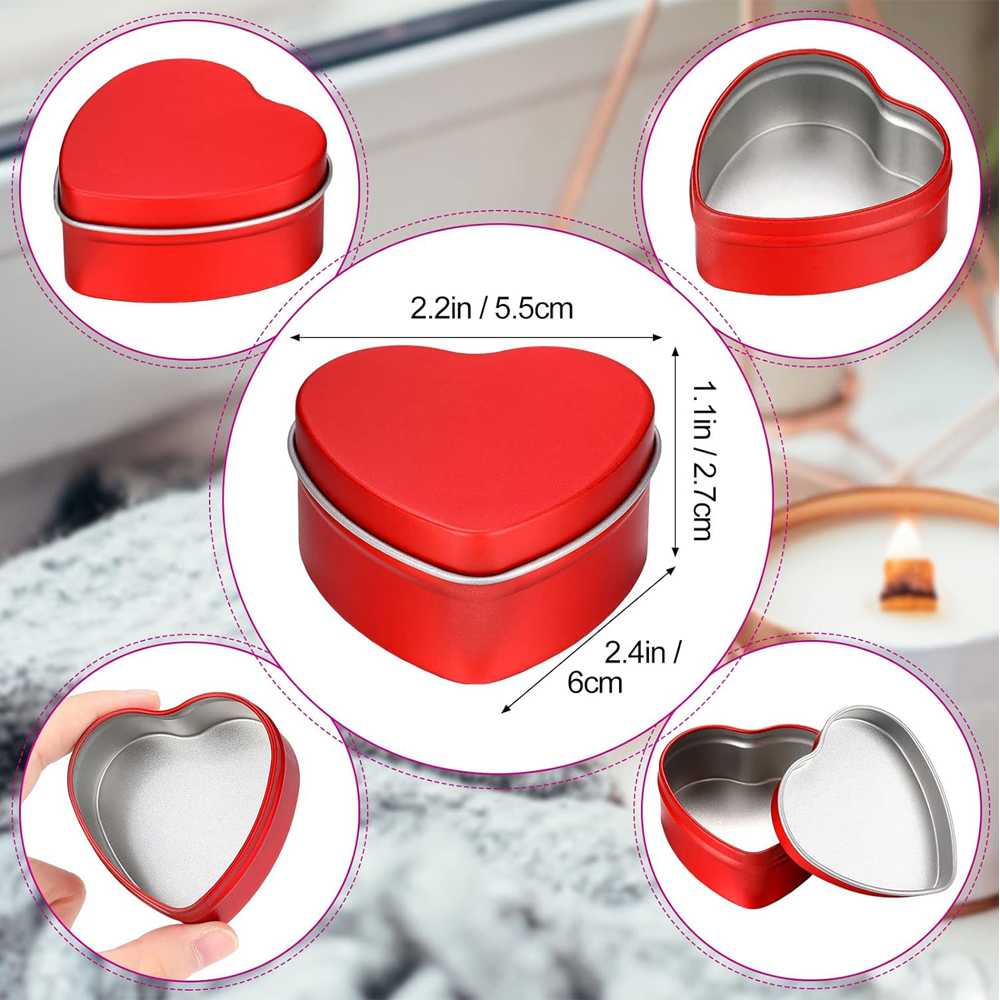 2 oz Heart Shaped Metal Tins w - огляд і ціна Candle Making Jars With Lids