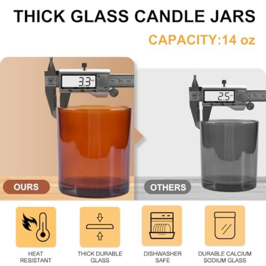 14 OZ Thick Candle Jars for Ma - огляд і ціна Candle Making Jars With Lids