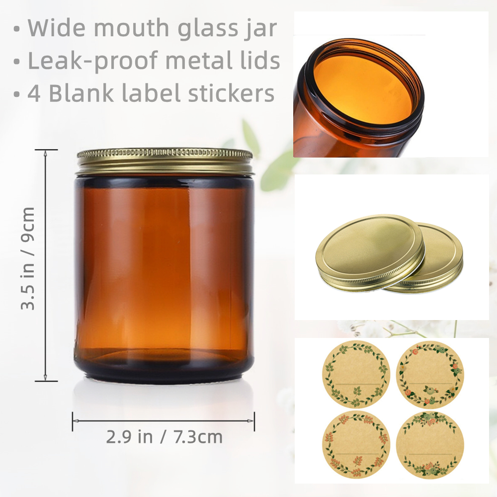 Empty Candle Jars, 8oz Amber G - огляд і ціна Candle Making Jars With Lids