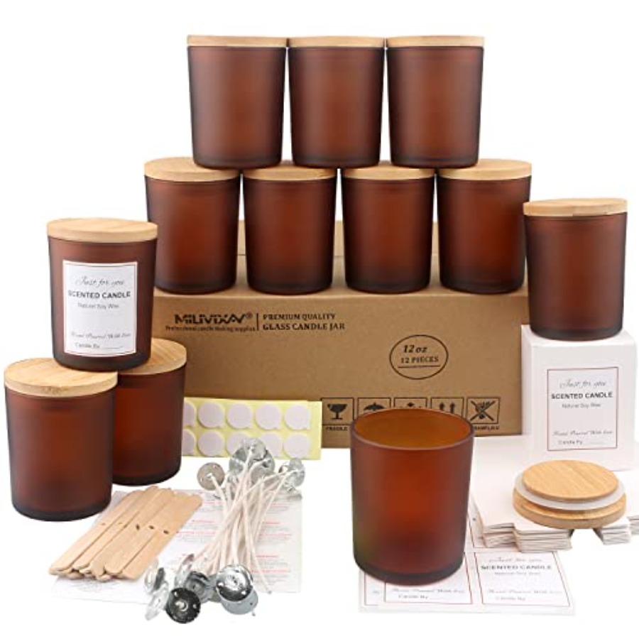 12 Pack 12 OZ Glass Candle Jar - огляд і ціна Candle Making Jars With Lids