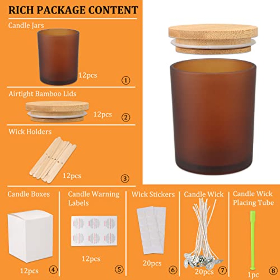 12 Pack 12 OZ Glass Candle Jar - огляд і ціна Candle Making Jars With Lids