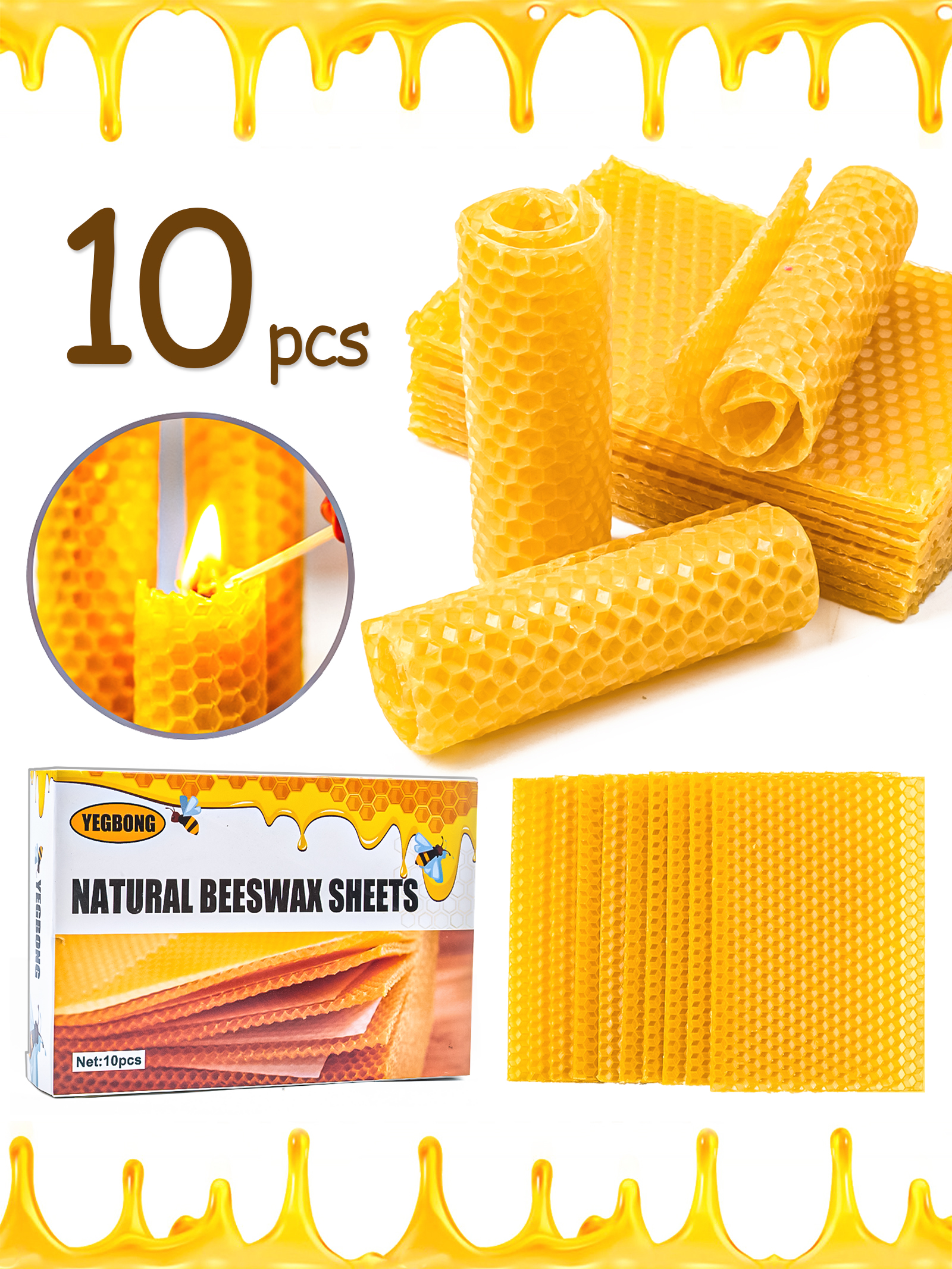 10Pcs Natural Honeycomb Bee Wa - огляд і ціна Candle Making Material