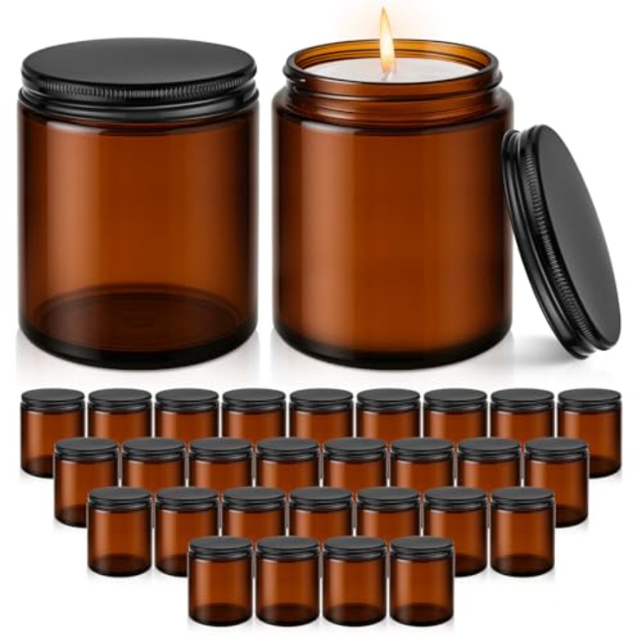 8oz Glass Jars with Lids, 30 P - огляд і ціна Candle Making Glass Jars