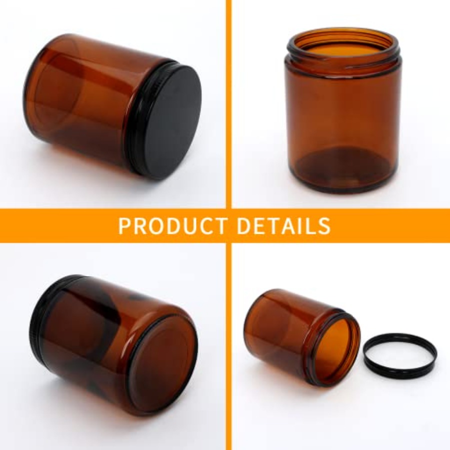 8oz Amber Candle Jars Set of 3 - огляд і ціна Candle Making Jars With Lids