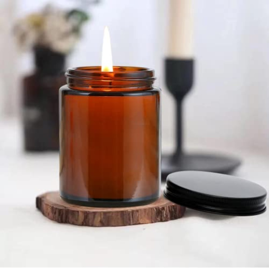 8oz Amber Candle Jars Set of 3 - огляд і ціна Candle Making Jars With Lids