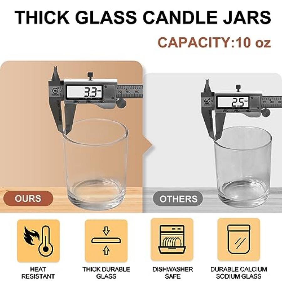 10 OZ Thick Candle Jars for Ma - огляд і ціна Candle Making Jars With Lids